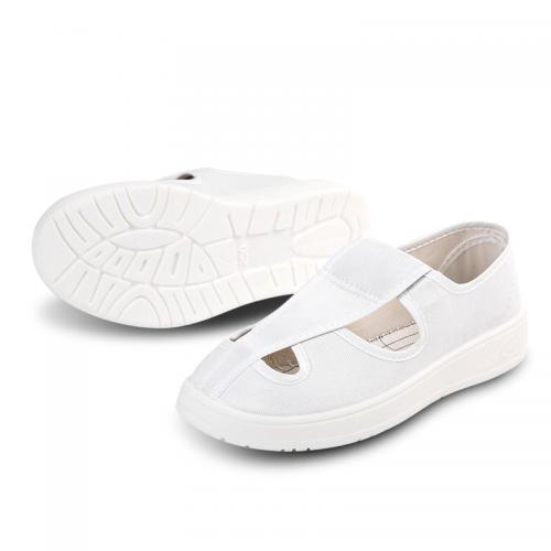 Four Hole ESD Cleanroom Safety Shoes Soft PU Sole Breathable Canvas Fabric Antistatic Shoes