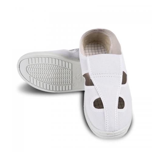 Four Hole ESD Cleanroom Safety Shoes Soft PU Sole Breathable Canvas Fabric Antistatic Shoes